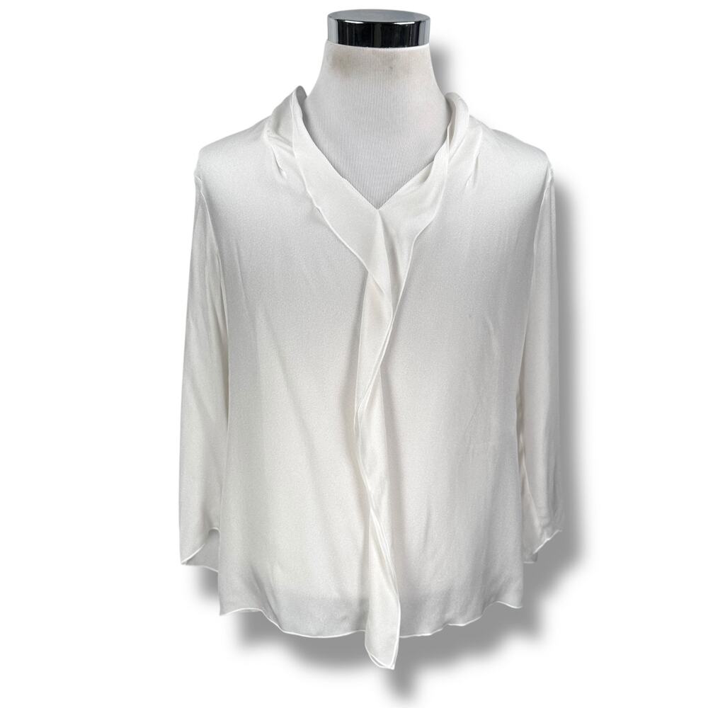 Escada Nerine Silk Blouse Top‎ Women’s 40 Off-White Long Sleeve Luxury Casual